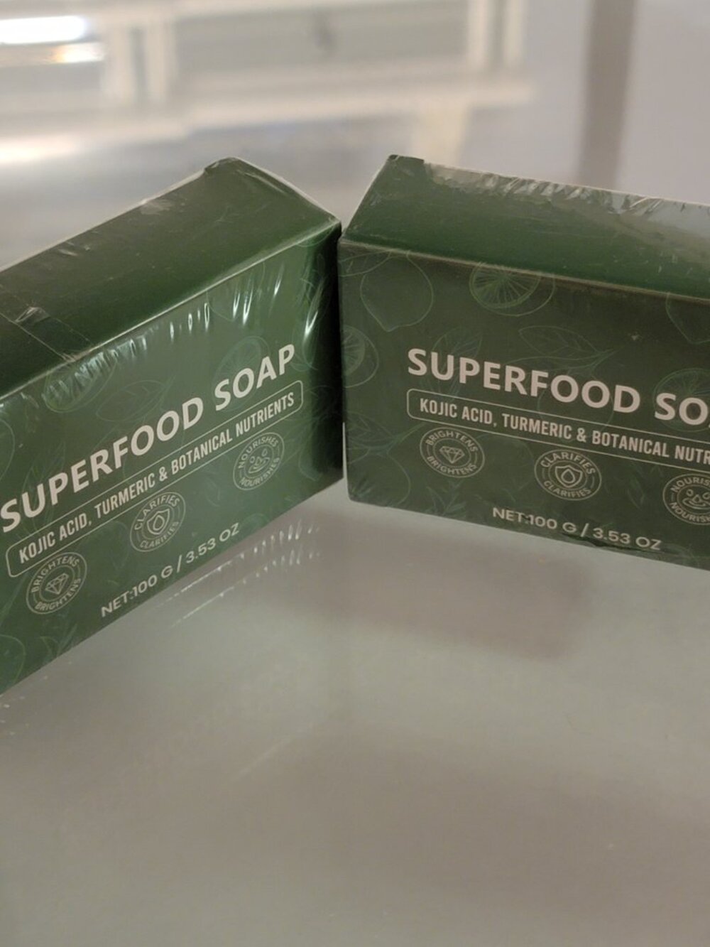 2 Bars Of Superfood Soap with Kojic Acid & Turmeric - Green 100g/3.53oz Per Bar